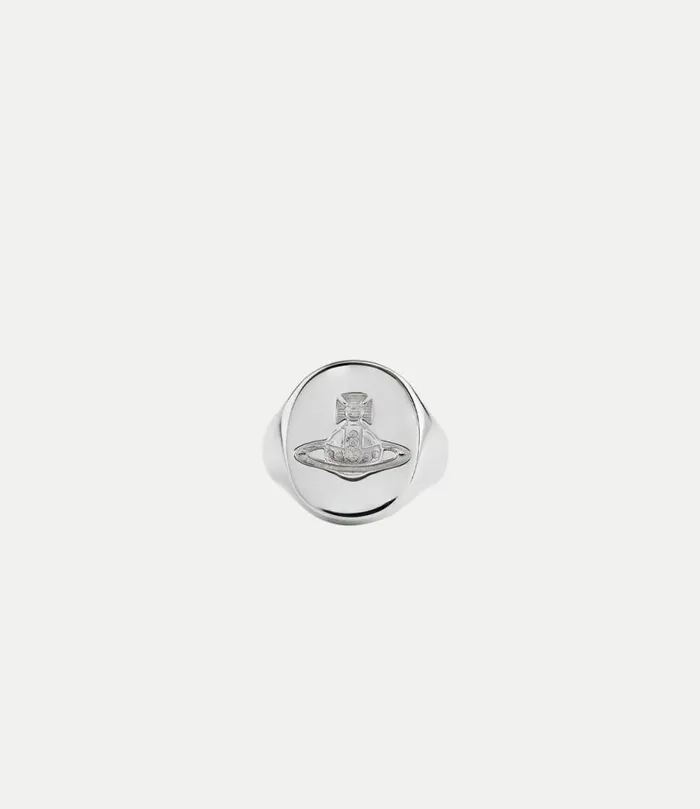 Rings Men Vivienne Westwood Seal Ring In Rhodium