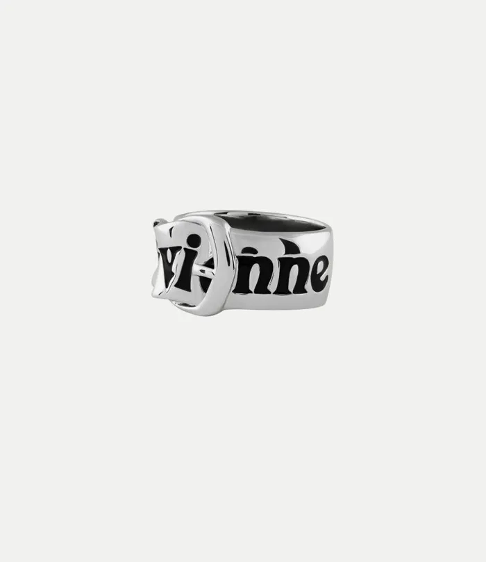 Rings WomenMen Vivienne Westwood Belt Ring In PlatinumBlackEnamel