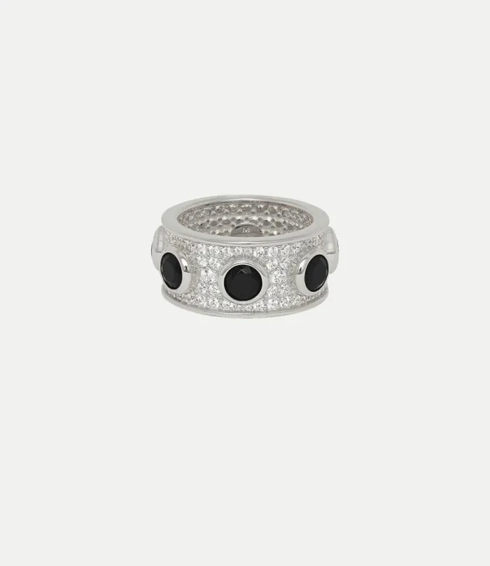 Rings WomenMen Vivienne Westwood Ferruccio Ring In PlatinumWhiteBlackCzBlackPatina
