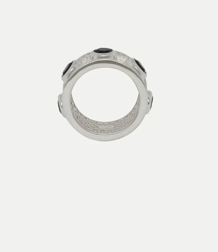 Rings WomenMen Vivienne Westwood Ferruccio Ring In PlatinumWhiteBlackCzBlackPatina