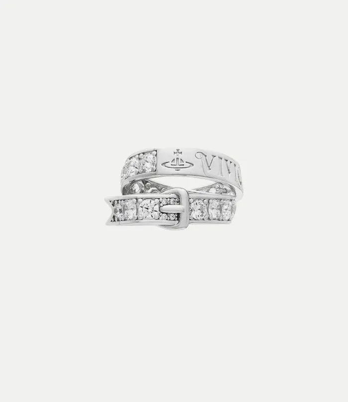 Rings WomenMen Vivienne Westwood New Belt Ring In PlatinumWhiteCz