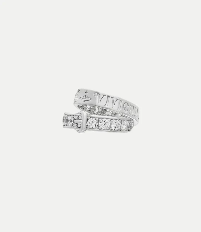 Rings WomenMen Vivienne Westwood New Belt Ring In PlatinumWhiteCz