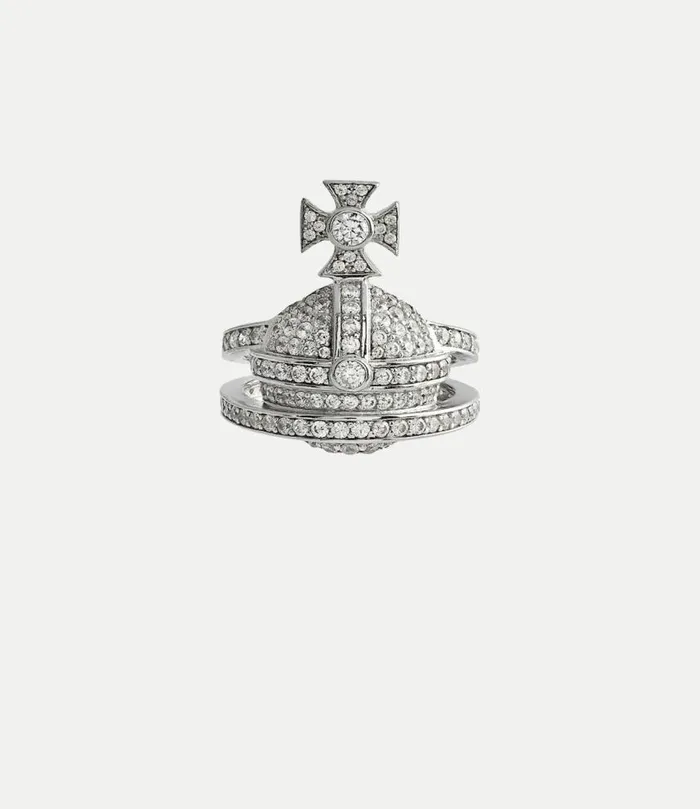 Rings WomenMen Vivienne Westwood Orb Ring In PlatinumWhiteCz
