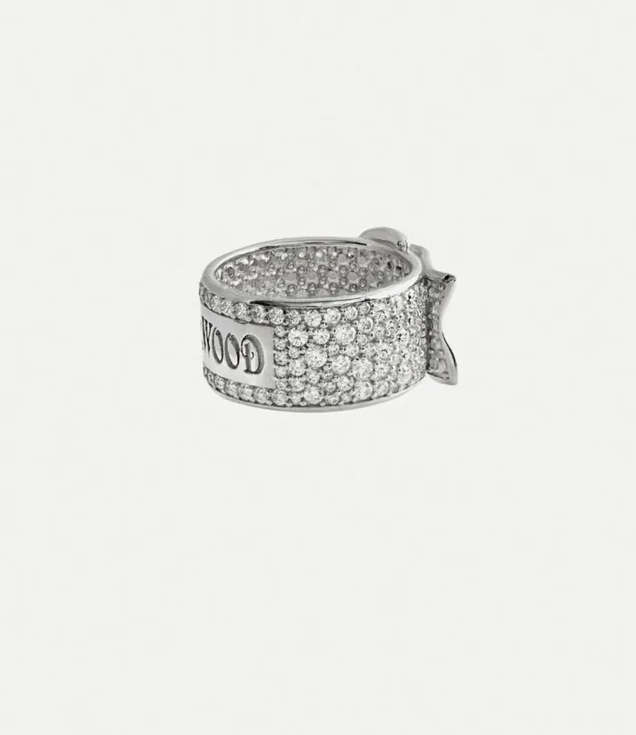 Rings WomenMen Vivienne Westwood Pave Belt Ring In PlatinumWhiteCz