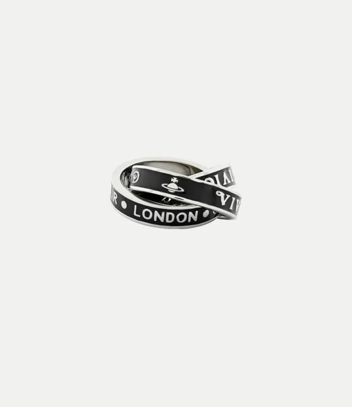 Rings WomenMen Vivienne Westwood Percy Ring In PlatinumBlackEnamel