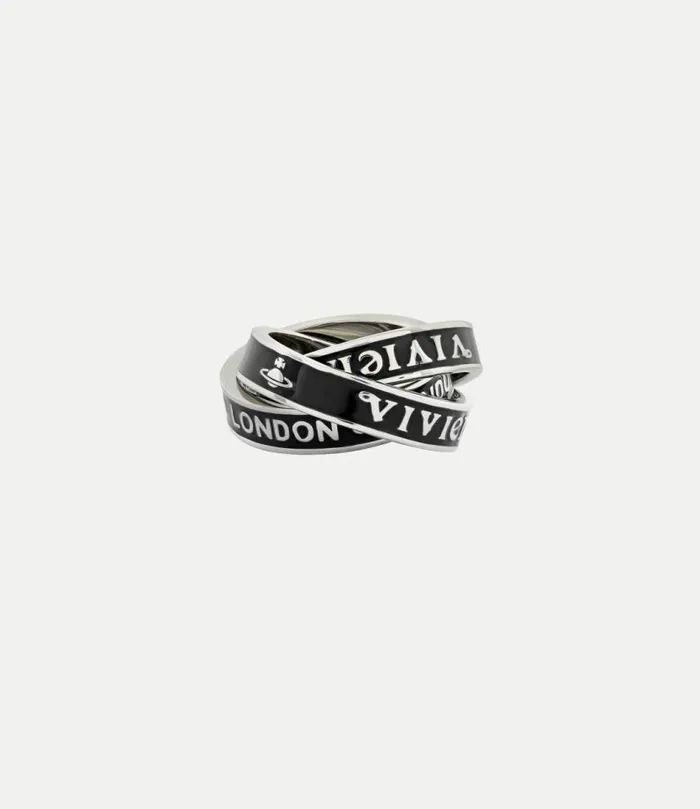Rings WomenMen Vivienne Westwood Percy Ring In PlatinumBlackEnamel