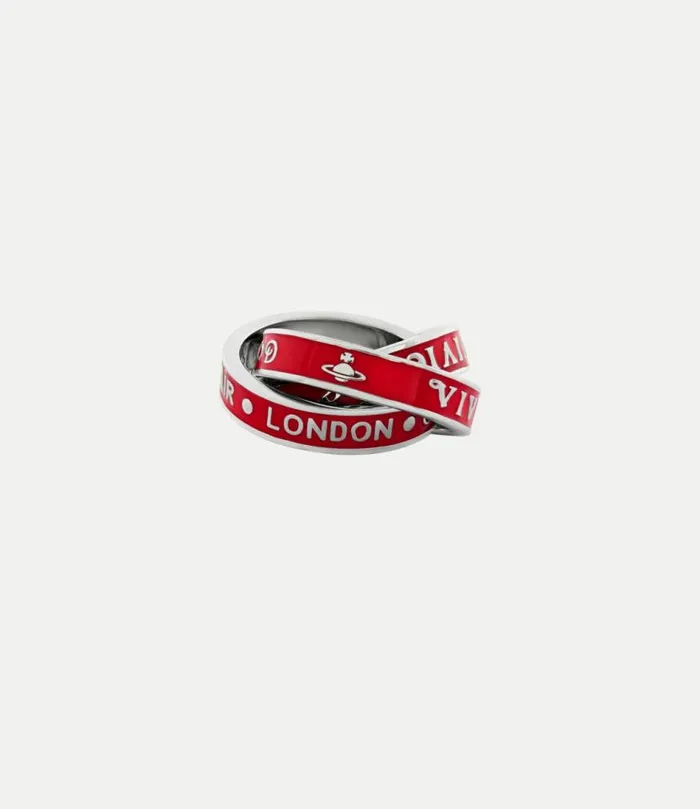 Rings WomenMen Vivienne Westwood Percy Ring In PlatinumRedEnamel