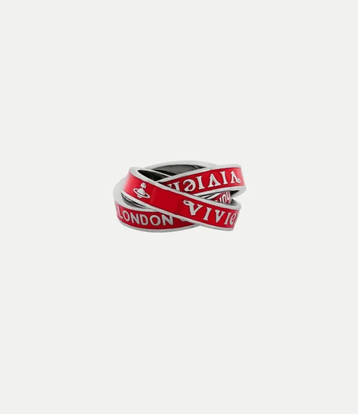 Rings WomenMen Vivienne Westwood Percy Ring In PlatinumRedEnamel