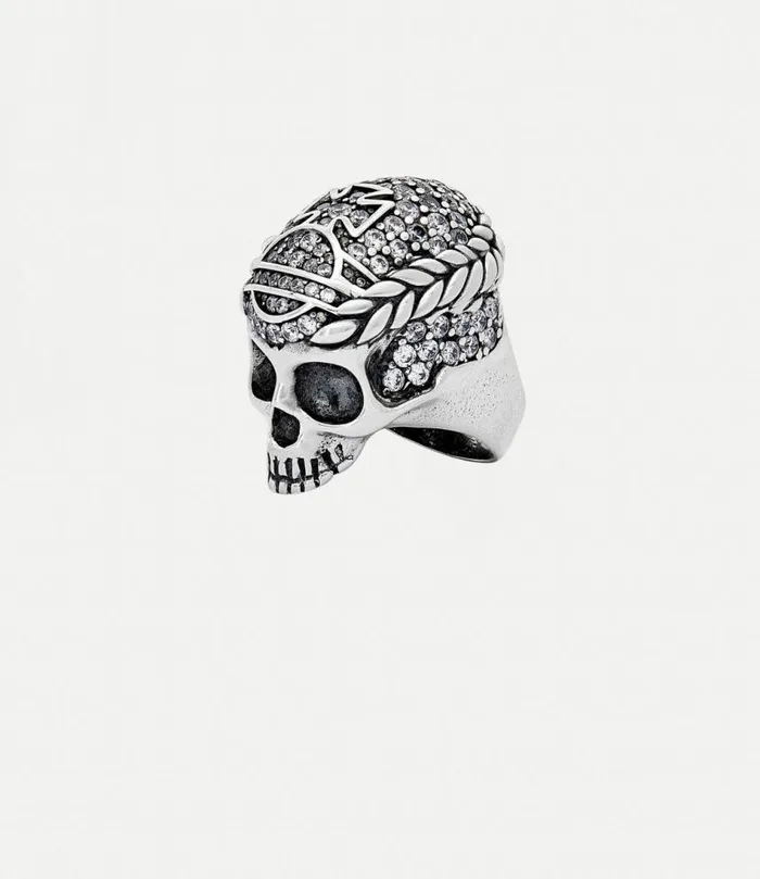 Rings WomenMen Vivienne Westwood Skull Ring In OxiSilverWhiteCz