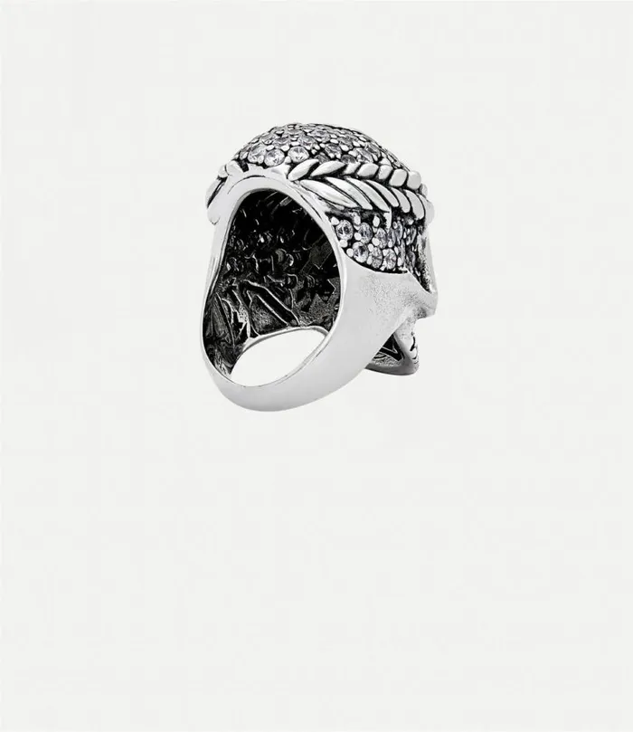 Rings WomenMen Vivienne Westwood Skull Ring In OxiSilverWhiteCz