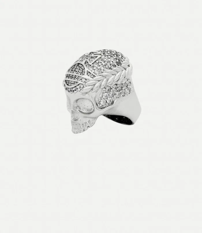 Rings WomenMen Vivienne Westwood Skull Ring In PlatinumWhiteCz