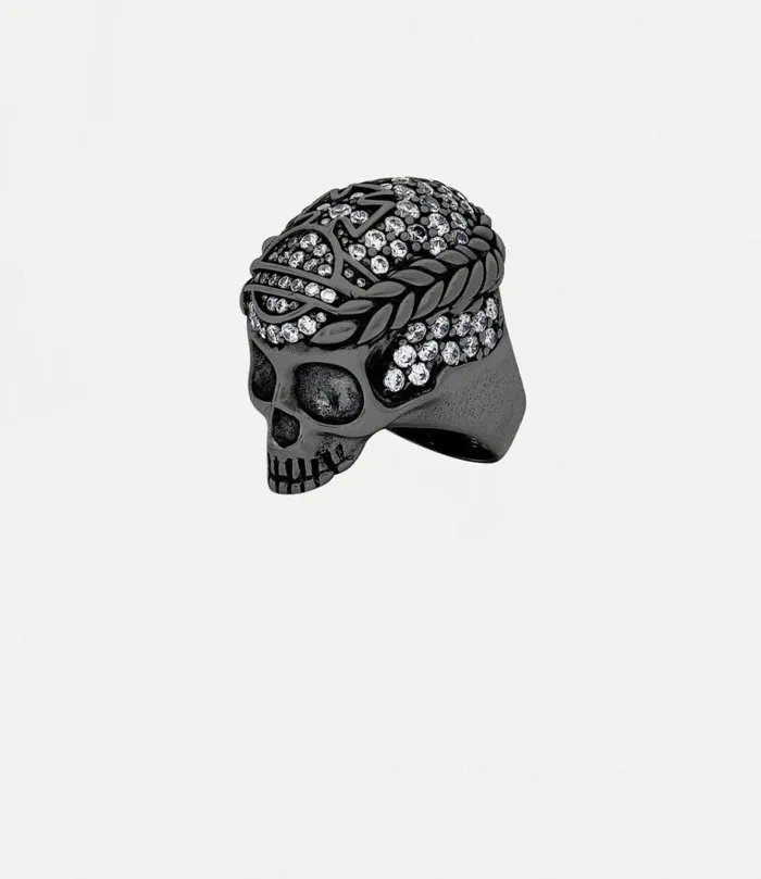 Rings WomenMen Vivienne Westwood Skull Ring In RutheniumWhiteCz