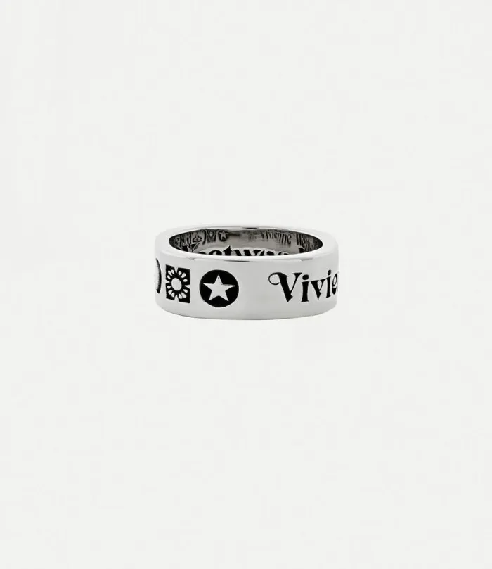 Rings WomenMen Vivienne Westwood Tiziano Ring In PlatinumBlackPatina