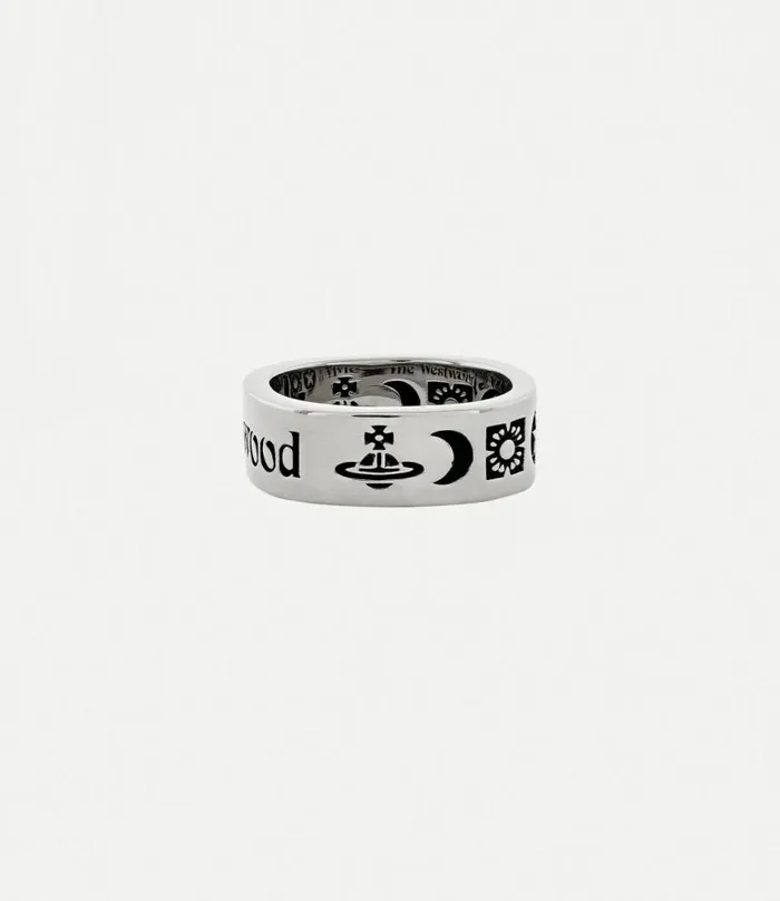 Rings WomenMen Vivienne Westwood Tiziano Ring In PlatinumBlackPatina
