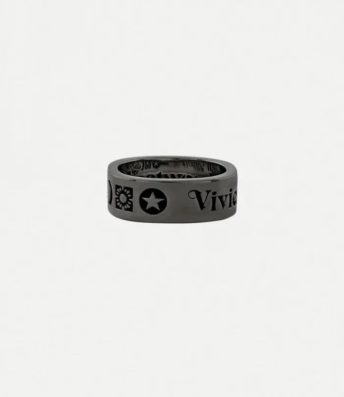 Rings WomenMen Vivienne Westwood Tiziano Ring In RutheniumBlackPatina