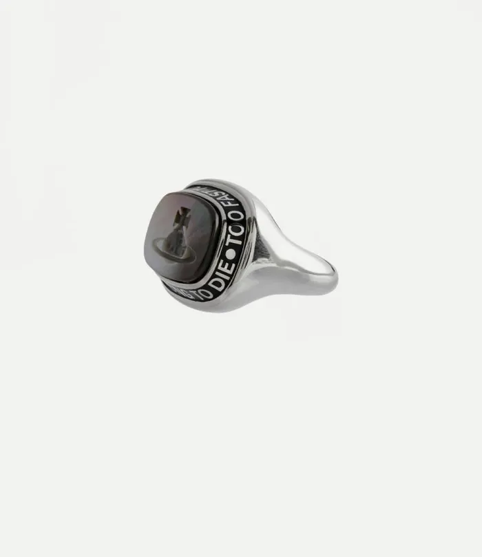 Rings Women Vivienne Westwood Damiano Ring In PlatinumGreyMopBlackResin