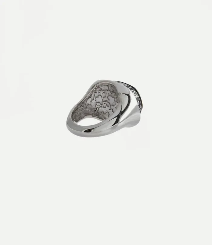 Rings Women Vivienne Westwood Damiano Ring In PlatinumGreyMopBlackResin