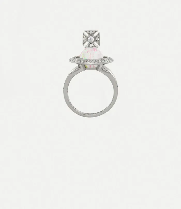 Rings Women Vivienne Westwood Eabha Ring In PlatinumBlueGreySyntheticOpalWhiteCz Rings Women Vivienne Westwood Eabha Ring In PlatinumBlueGreySyntheticOpalWhiteCz