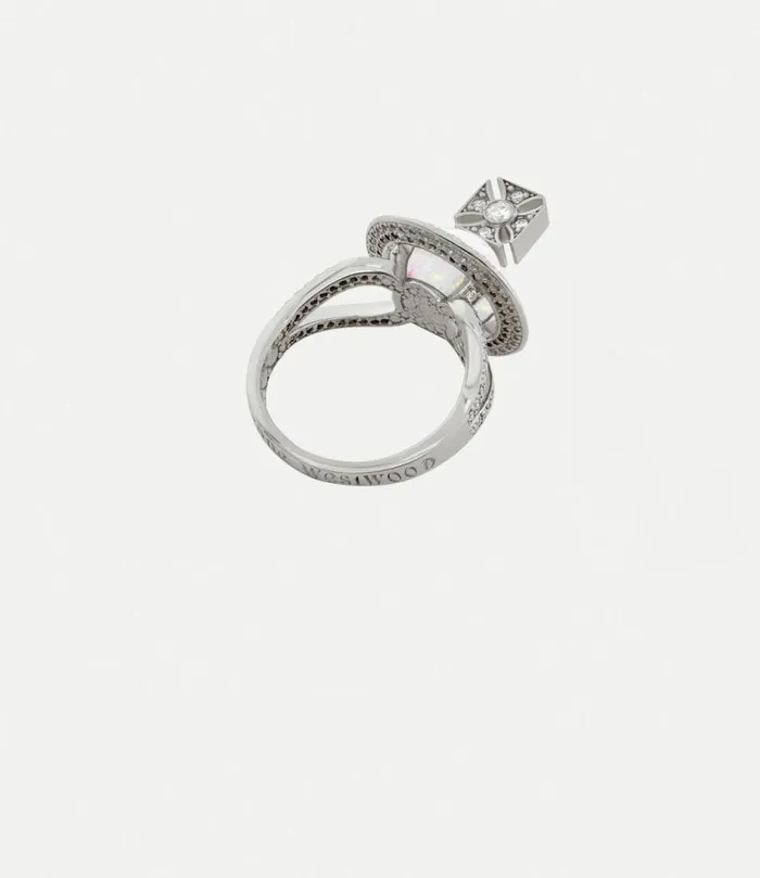 Rings Women Vivienne Westwood Eabha Ring In PlatinumBlueGreySyntheticOpalWhiteCz