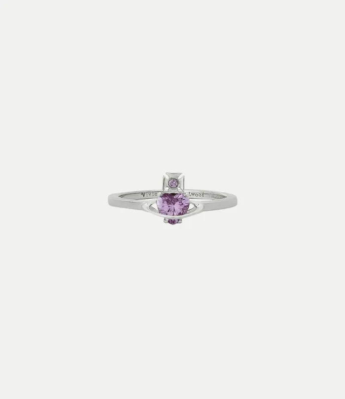 Rings Women Vivienne Westwood Leonor Ring In PlatinumLavenderCz