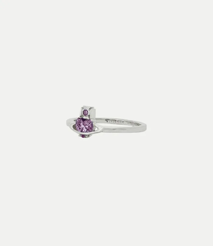 Rings Women Vivienne Westwood Leonor Ring In PlatinumLavenderCz
