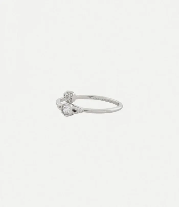 Rings Women Vivienne Westwood London Orb Ring In PlatinumWhiteCz