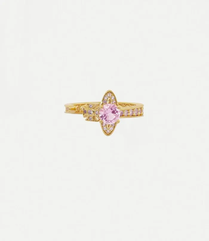 Rings Women Vivienne Westwood Maitena Ring In GoldLightPinkNanoCrystalCz
