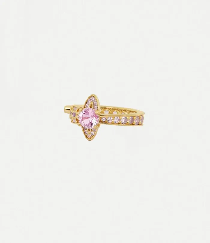 Rings Women Vivienne Westwood Maitena Ring In GoldLightPinkNanoCrystalCz