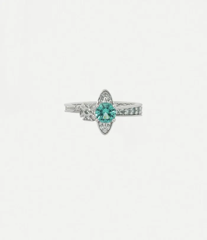 Rings Women Vivienne Westwood Maitena Ring In PlatinumLightTurquoiseNanoCrystalCz Rings Women Vivienne Westwood Maitena Ring In PlatinumLightTurquoiseNanoCrystalCz