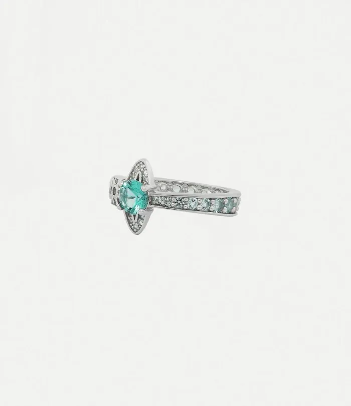 Rings Women Vivienne Westwood Maitena Ring In PlatinumLightTurquoiseNanoCrystalCz