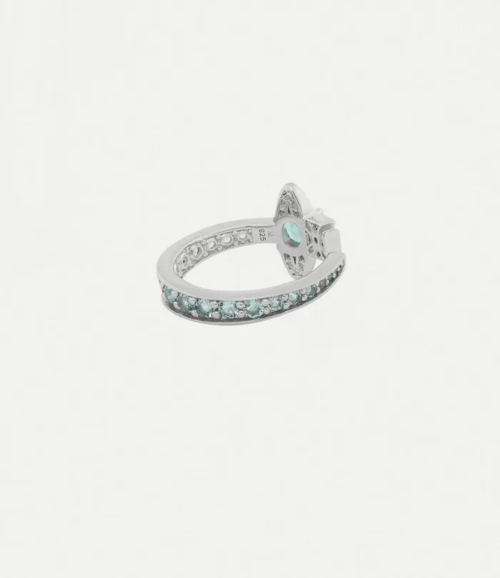 Rings Women Vivienne Westwood Maitena Ring In PlatinumLightTurquoiseNanoCrystalCz