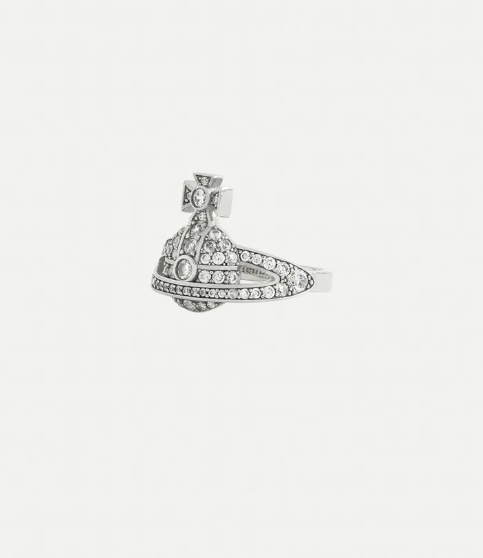 Rings Women Vivienne Westwood Mini Orb Ring In PlatinumWhiteCz