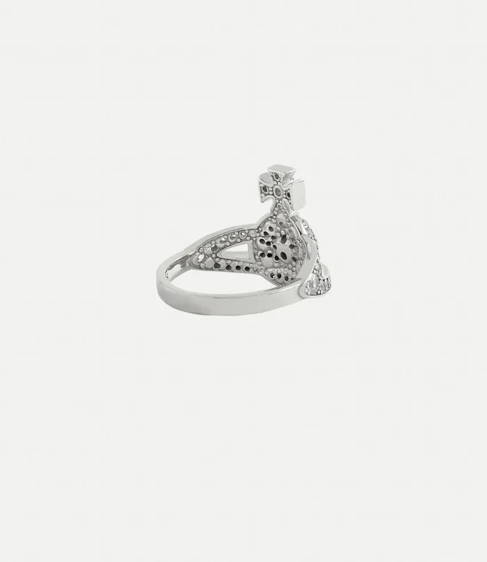 Rings Women Vivienne Westwood Mini Orb Ring In PlatinumWhiteCz