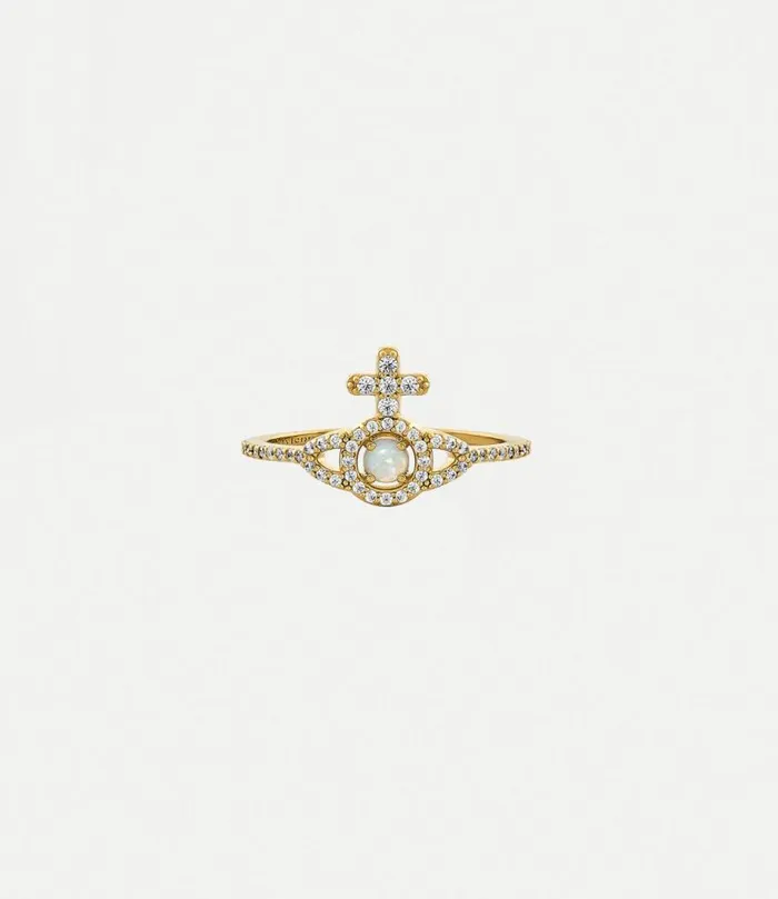 Rings Women Vivienne Westwood Olympia Ring In GoldWhiteCzCreamSyntheticOpal