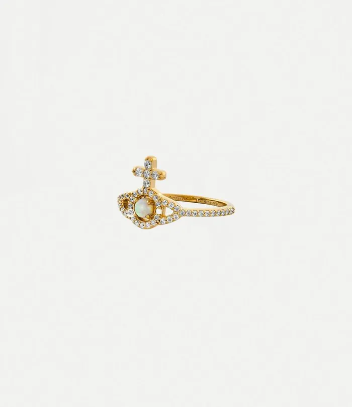 Rings Women Vivienne Westwood Olympia Ring In GoldWhiteCzCreamSyntheticOpal