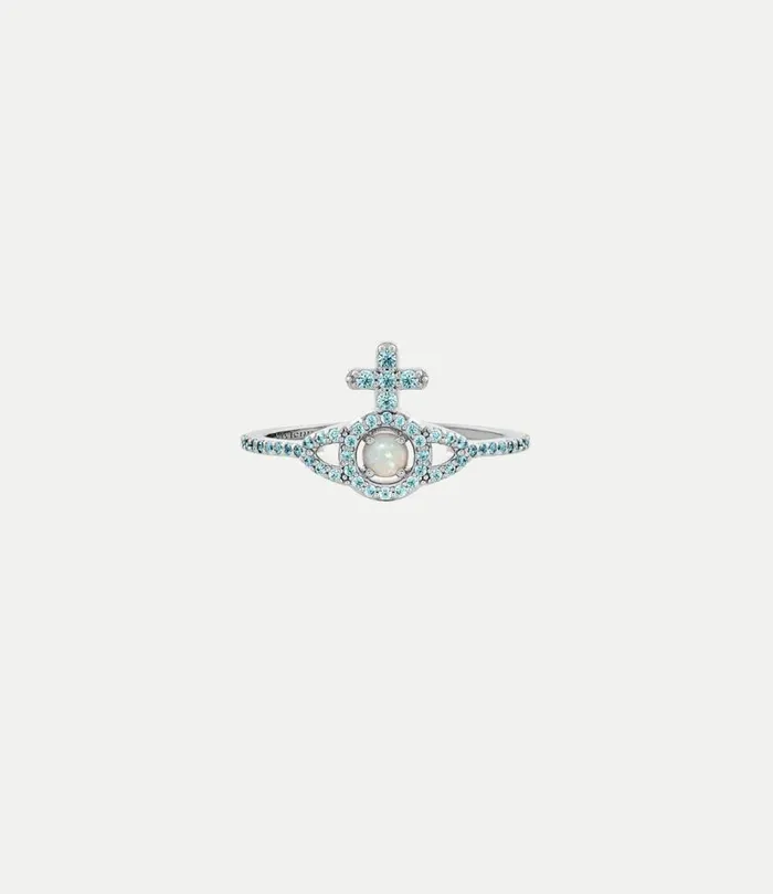 Rings Women Vivienne Westwood Olympia Ring In PlatinumTurquoiseCzWhiteSyntheticOpa Rings Women Vivienne Westwood Olympia Ring In PlatinumTurquoiseCzWhiteSyntheticOpa
