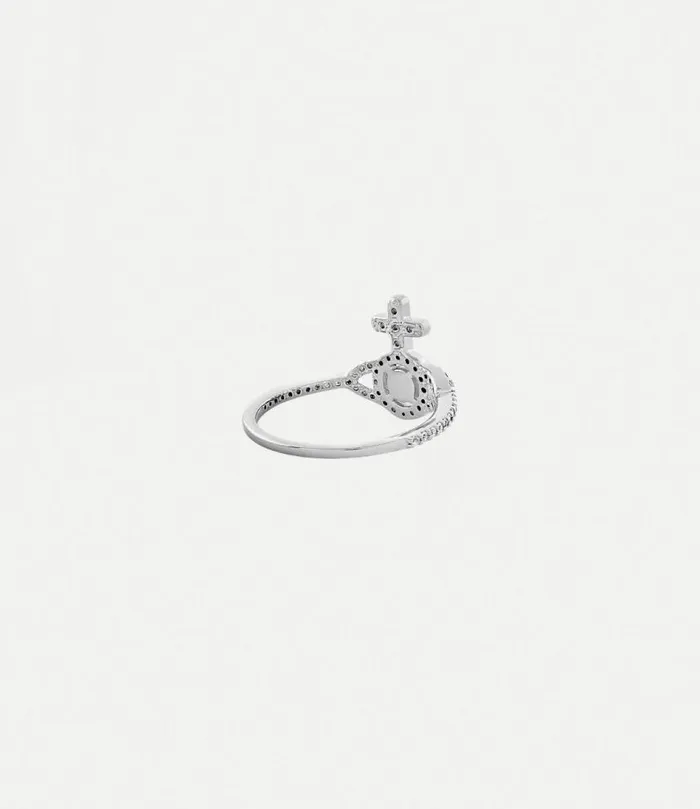Rings Women Vivienne Westwood Olympia Ring In PlatinumWhiteCzWhiteSyntheticOpal