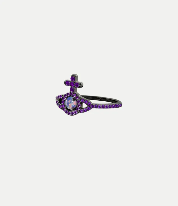 Rings Women Vivienne Westwood Olympia Ring In RutheniumDarkVioletCzVioletSyntheticOpal
