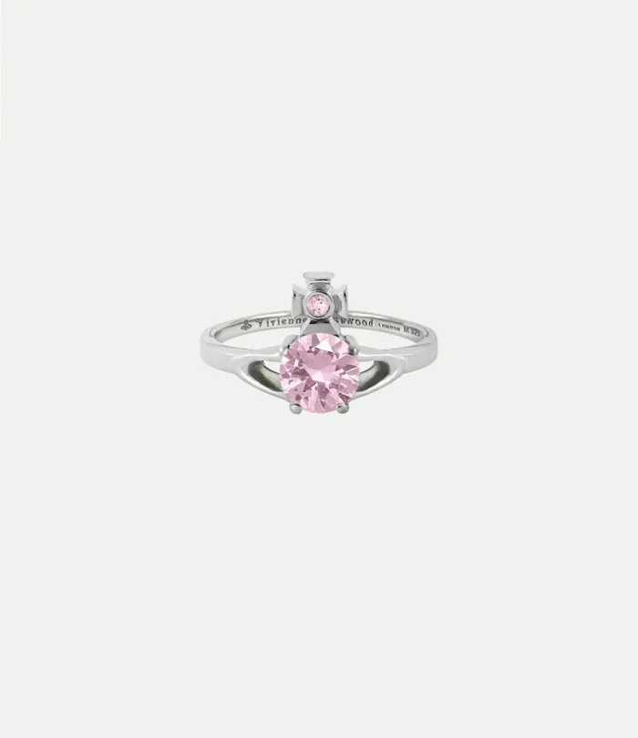 Rings Women Vivienne Westwood Reina Petite Ring In PlatinumPinkCz