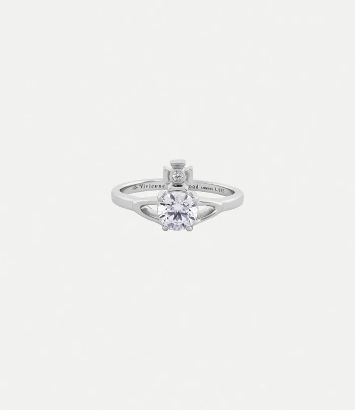 Rings Women Vivienne Westwood Reina Petite Ring In PlatinumWhiteCz