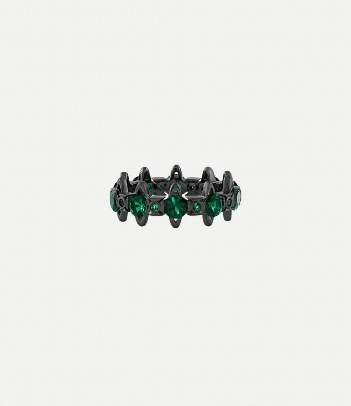 Rings Women Vivienne Westwood Warwick Ring In RutheniumEmeraldCz