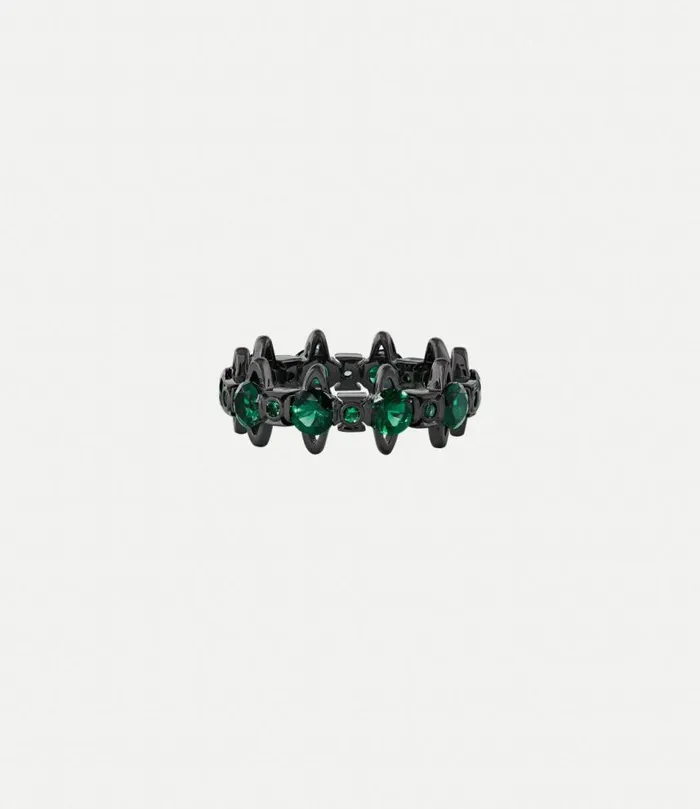 Rings Women Vivienne Westwood Warwick Ring In RutheniumEmeraldCz
