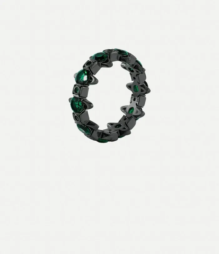 Rings Women Vivienne Westwood Warwick Ring In RutheniumEmeraldCz