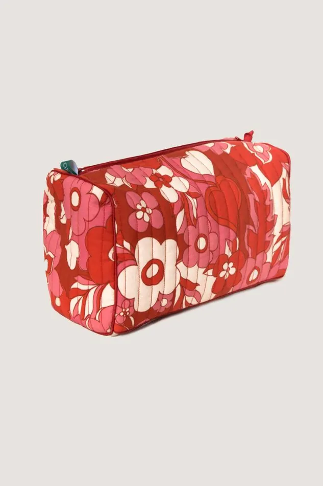 Rixo Bags Women Jaipur Cotton Washbag Sweetheart Floral Pink