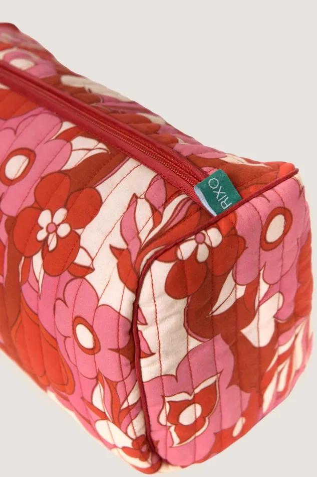 Rixo Bags Women Jaipur Cotton Washbag Sweetheart Floral Pink