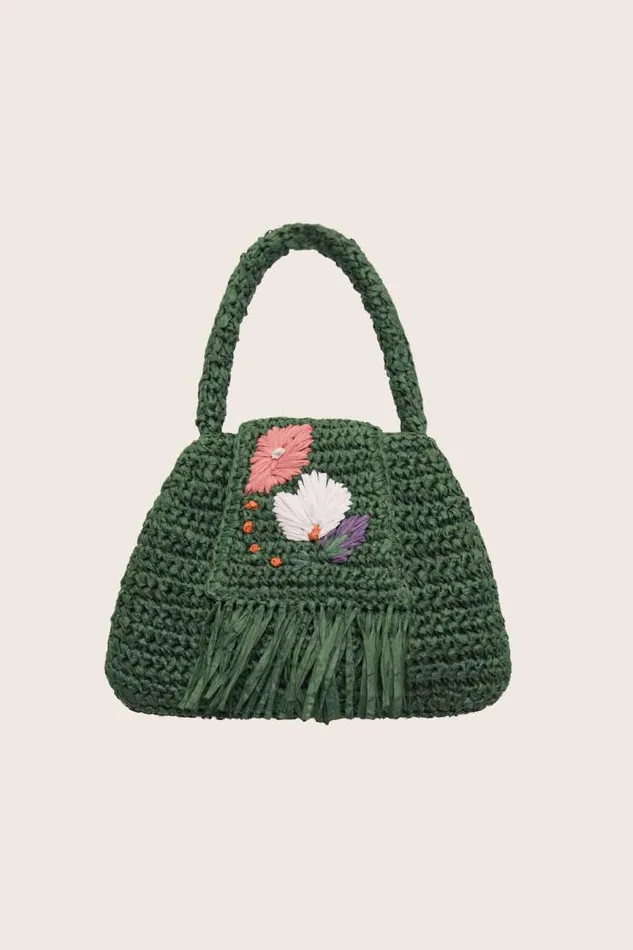 Rixo Bags Women Sherrie Raffia Bag Green Embroidery