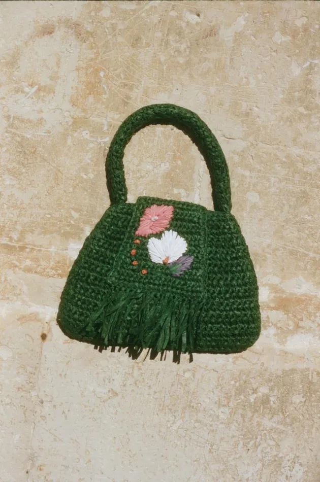 Rixo Bags Women Sherrie Raffia Bag Green Embroidery
