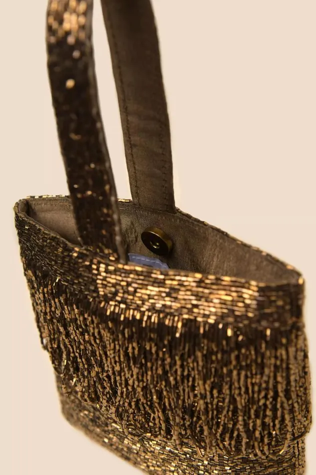 Rixo Bags Women Zenni Beaded Bucket Bag Gold