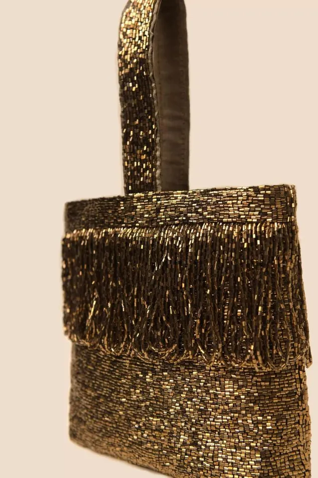 Rixo Bags Women Zenni Beaded Bucket Bag Gold