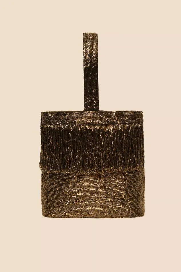 Rixo Bags Women Zenni Beaded Bucket Bag Gold
